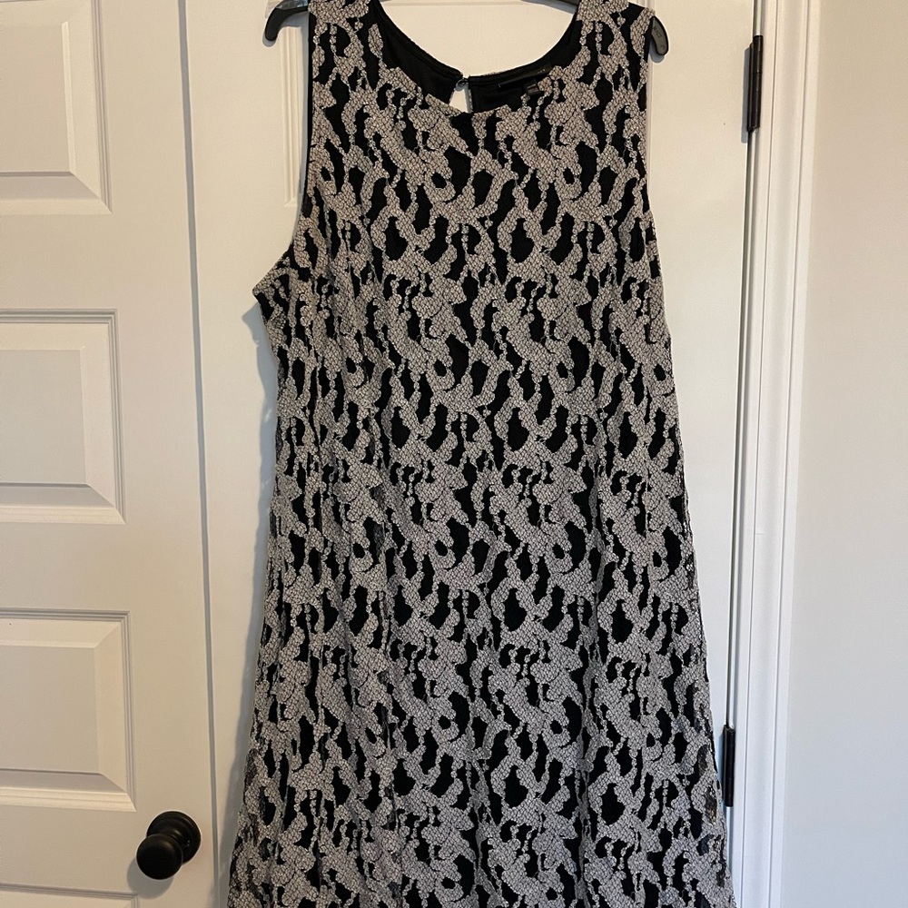 Lane Bryant Sleeveless Swing Dress.  A Mix pattern mesh material over full slip.